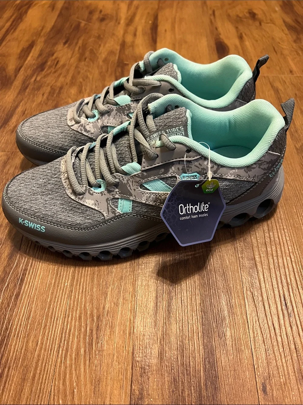 Gray & Mint/light teal  Athletic Sneakers